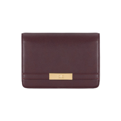 Borsa Donna in misto similpelle, con patta e placca logo in metallo dorato